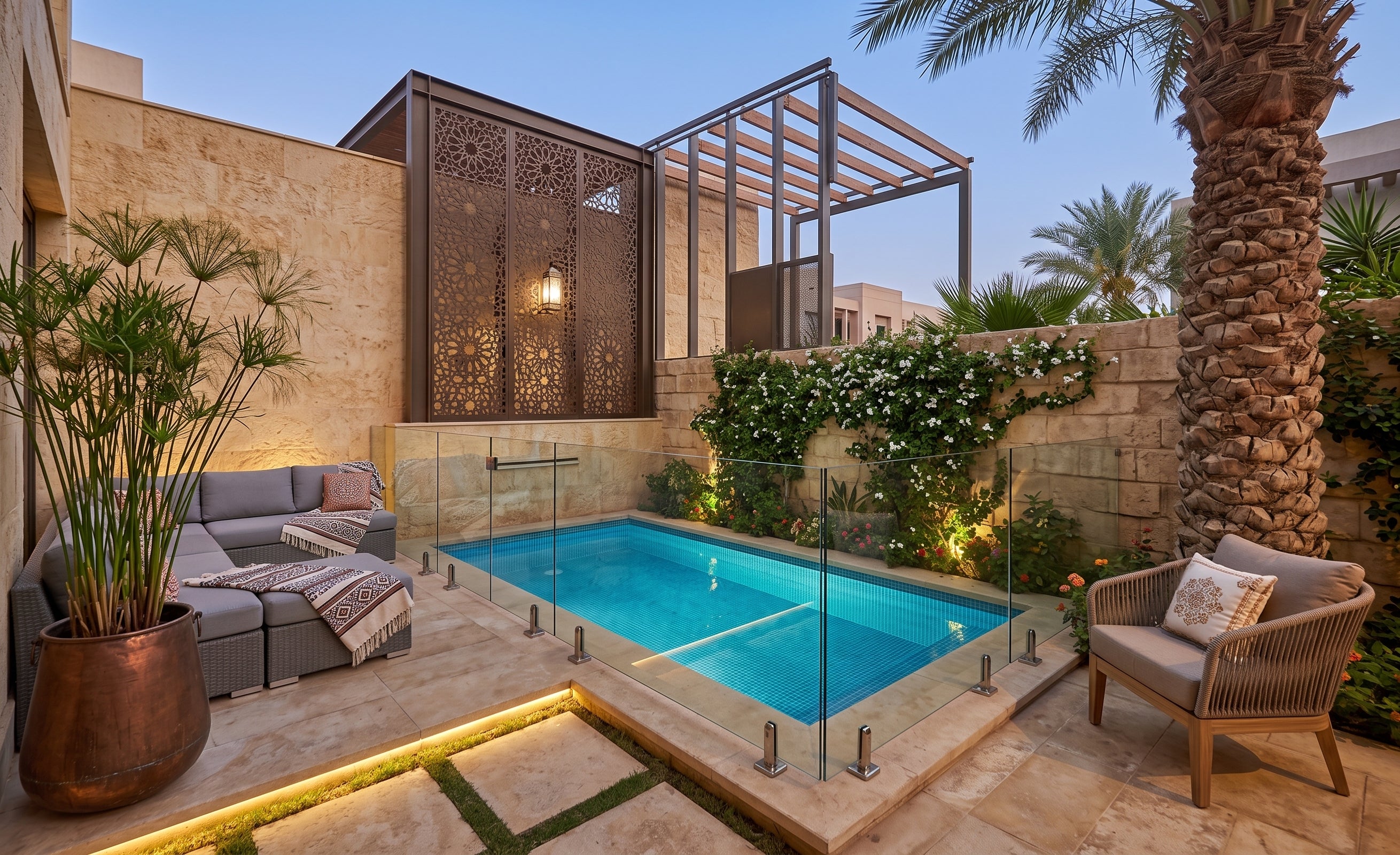 Luxury Outdoor Compact Plunge Pool | Egyptian Courtyard Design