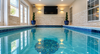 Luxury Indoor Pool Wall Art – Modern Blue Water & Mosaic Print