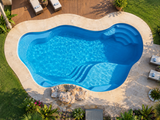 Modern Freeform Fiberglass Swimming Pool with Built-In Steps