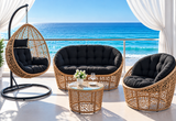 Outdoor Swing and Chair Set with Plush Cushions