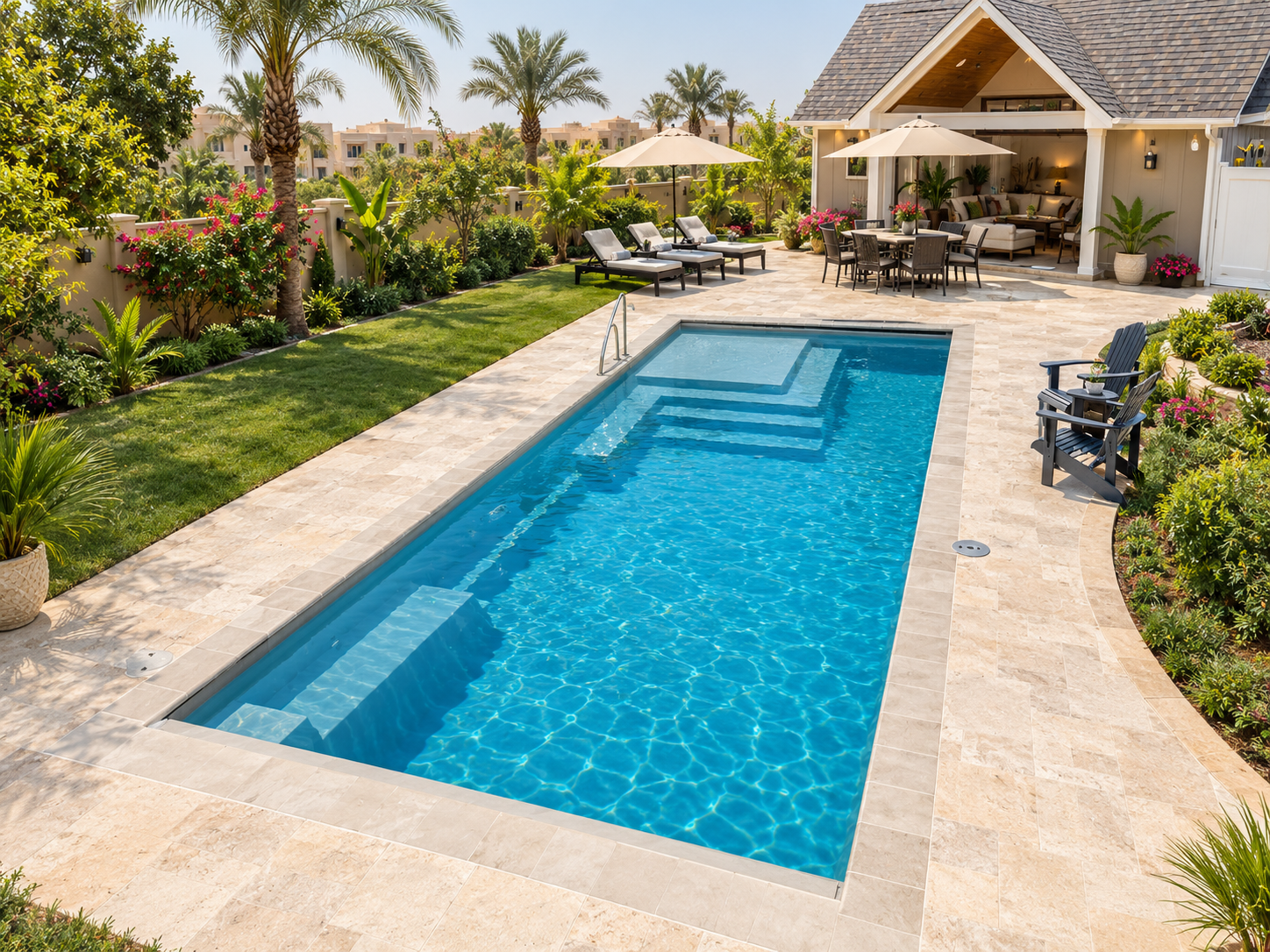 Modern Rectangular Fiberglass Swimming Pool