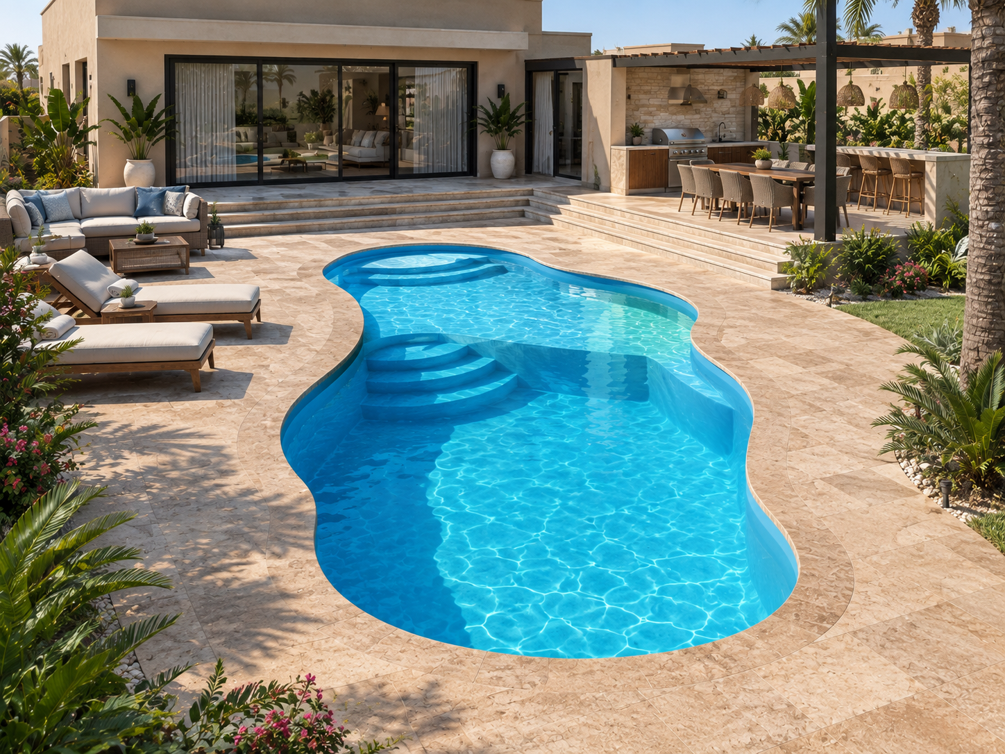 Contemporary Freeform Fiberglass Pool
