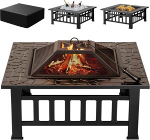 devoko multi use fire pit table with spark screen and fire bowl