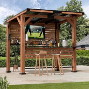 modern shade outdoor bar pavilion with metal frame and roof