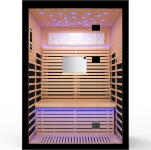 outexer infrared canadian hemlock sauna front view with glass door
