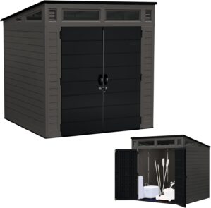 suncast 5x7 resin outdoor storage shed peppercorn with double doors