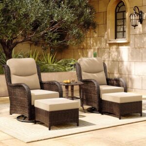 hillga 5 piece outdoor patio furniture set on backyard deck
