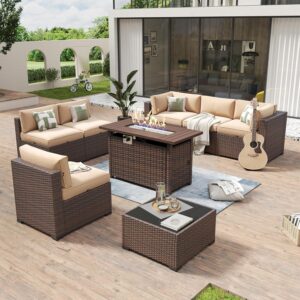 aoxun 6-piece outdoor sectional sofa set on backyard patio