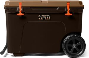 yeti tundra wheeled cooler full view on lawn