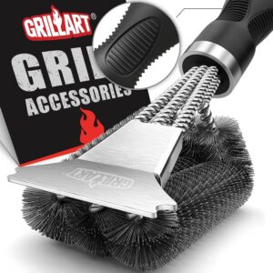 grillart heavy-duty bbq grill brush with long handle